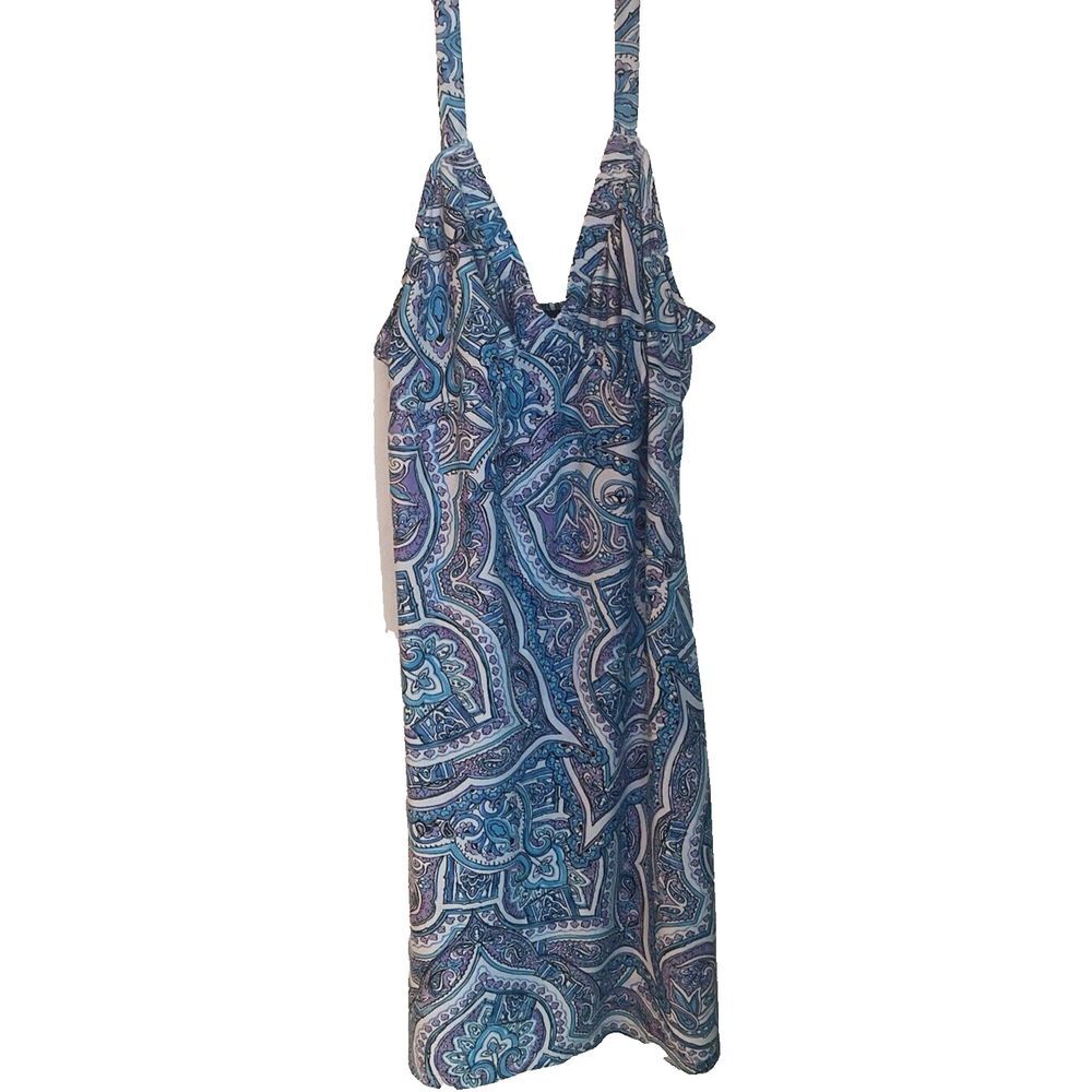 Soft Purple & Blue Nightie Geometric Print VNeck Studio Donatella Small EUC Fun!